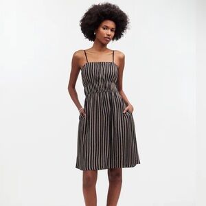 NWT Madewell Smocked Square-Neck Mini Dress in Stripe